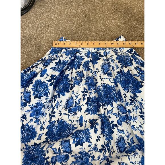 White Blue Harajuku Floral Skirts Women's Punk Cotton Vintage Pleated Skirt SZ S - Picture 6 of 10